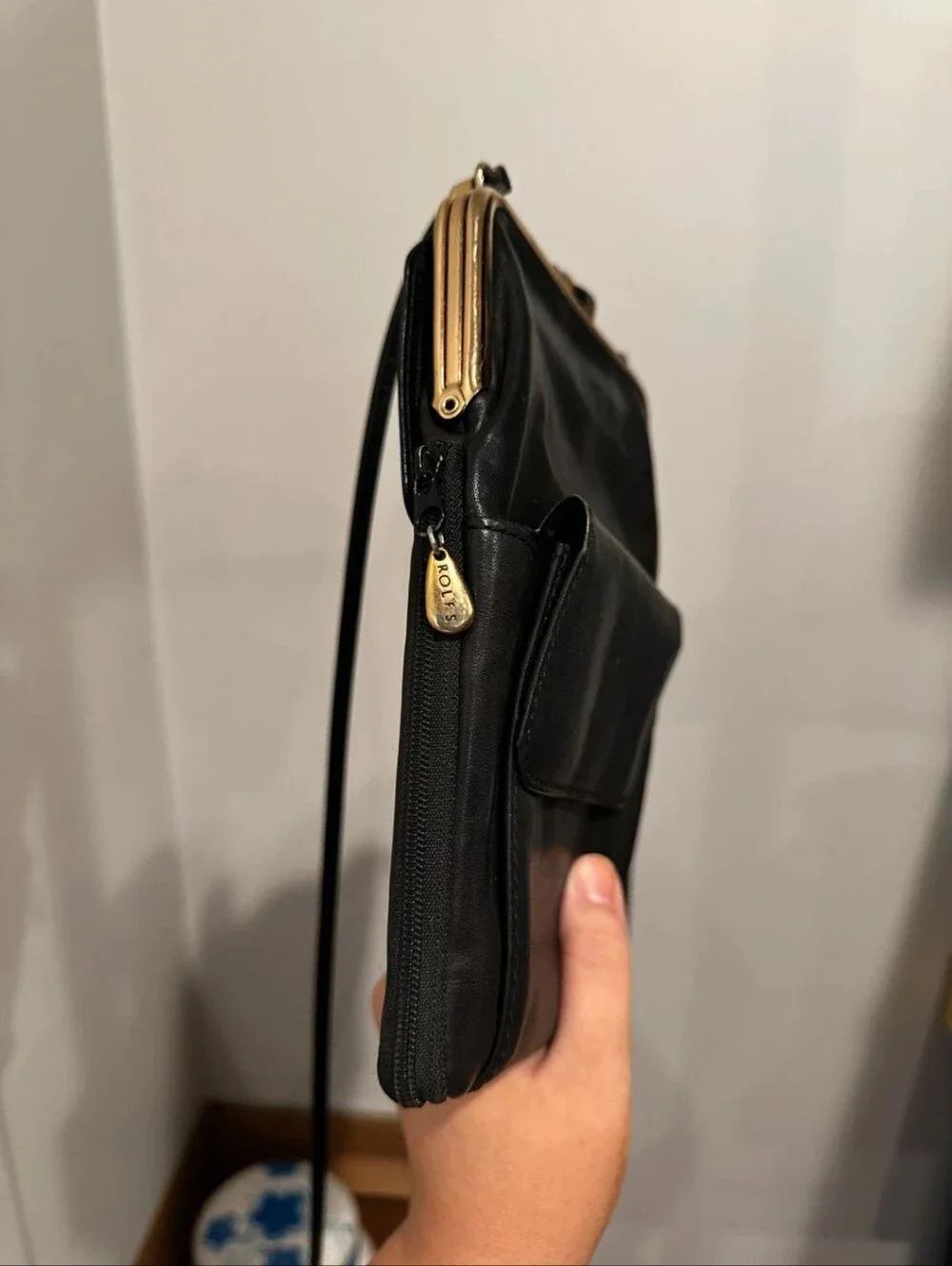 Vintage Rolfs Kisslock Leather Crossbody